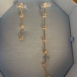 Swarovski Gold and Silver dangle Crystal Earrings